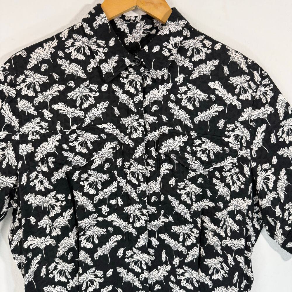 Rag & Bone Surplus Floral Romper Black White Shorts Pockets Size 6 - Picture 6 of 14